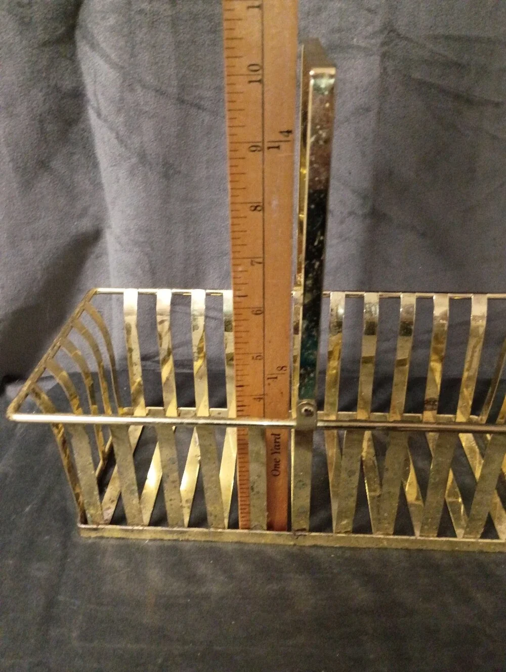 Vintage Brass Basket With Adjustable Handle Size 12 Long x6 Wide x6 Tall Or 12.5